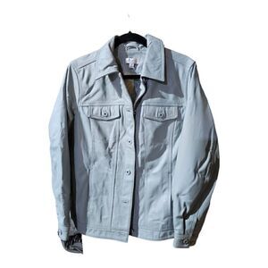 DENIM & CO (D &‎ CO) Light Blue Leather Jacket - Size Medium